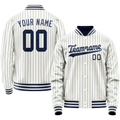 Personalized White & Navy Navy Pinstripe Varsity Letterman Jacket