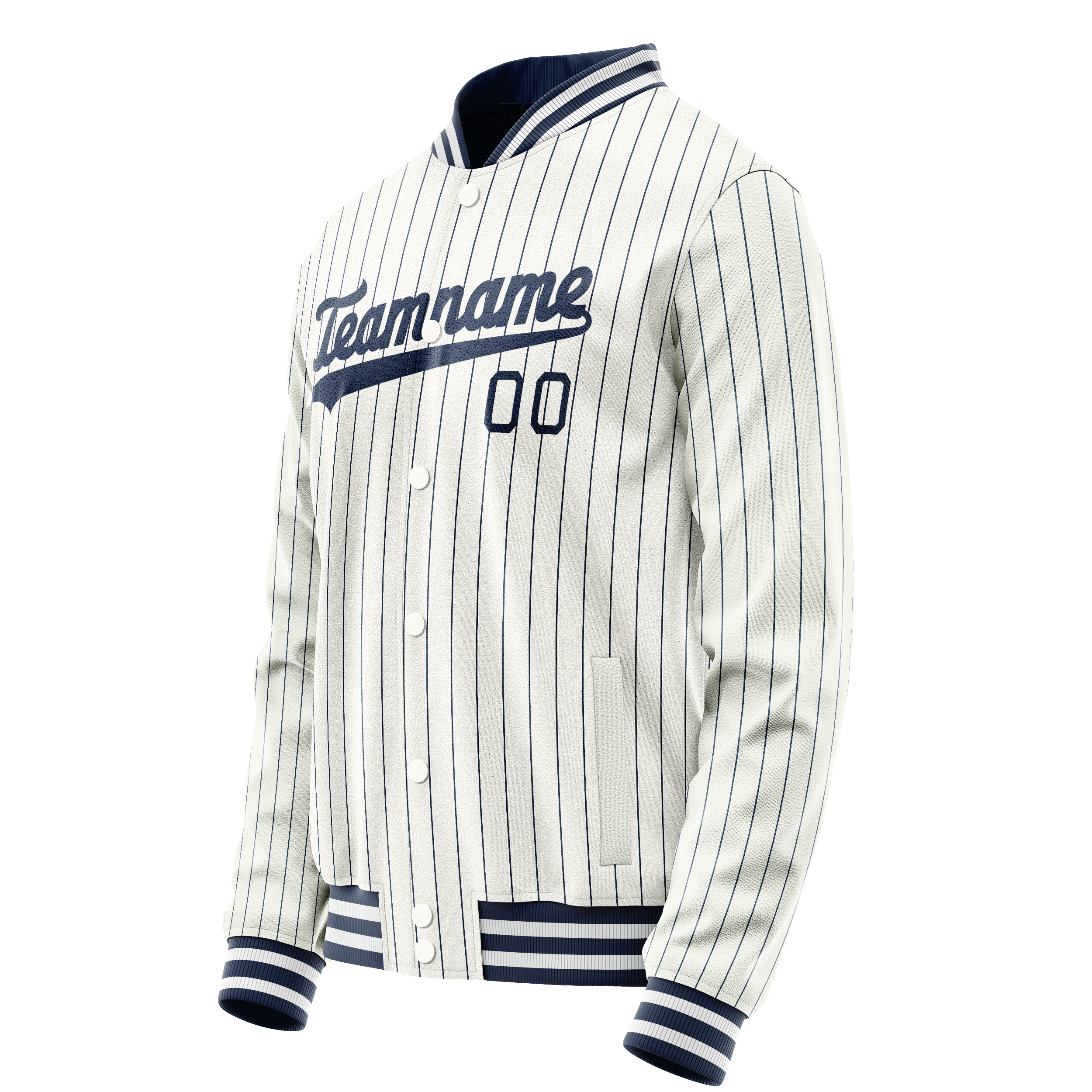 Personalized White & Navy Navy Pinstripe Varsity Letterman Jacket