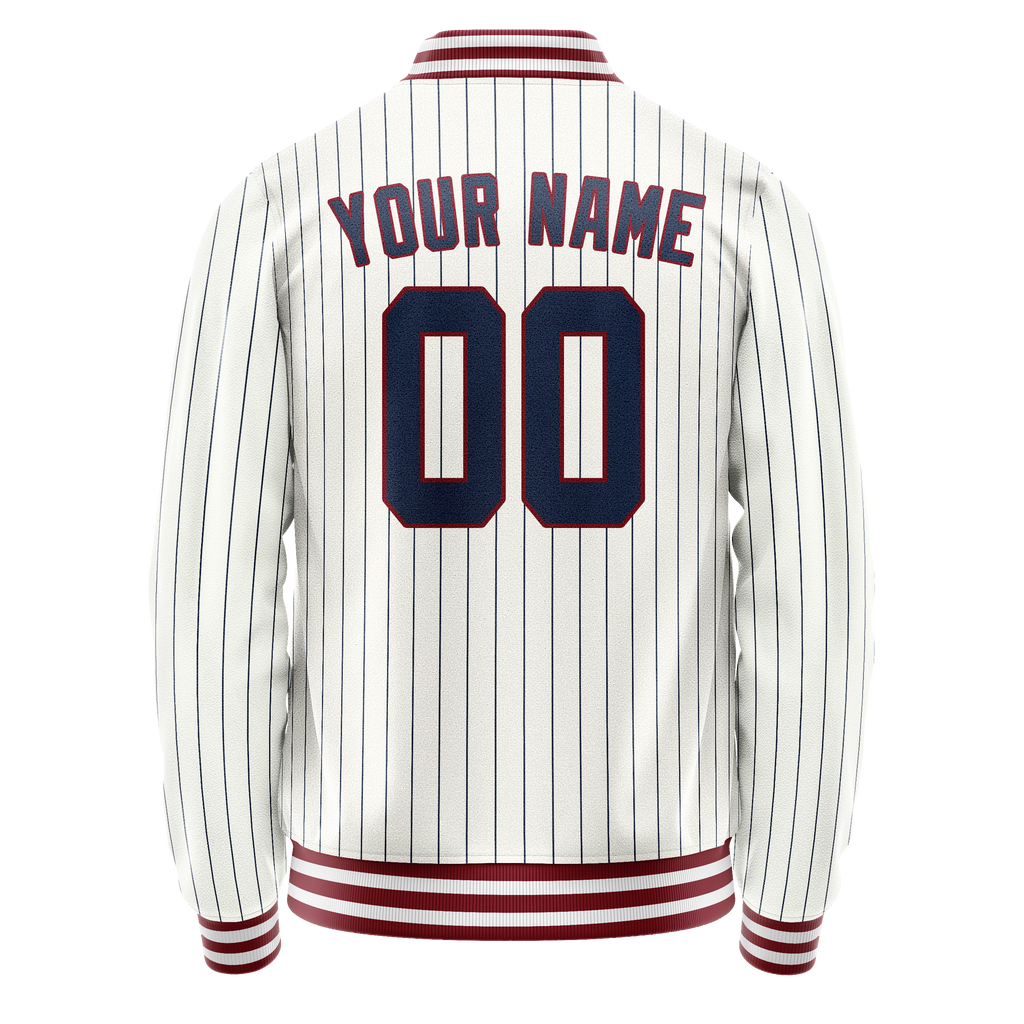 Personalized White & Blue Blue Pinstripe Varsity Letterman Jacket
