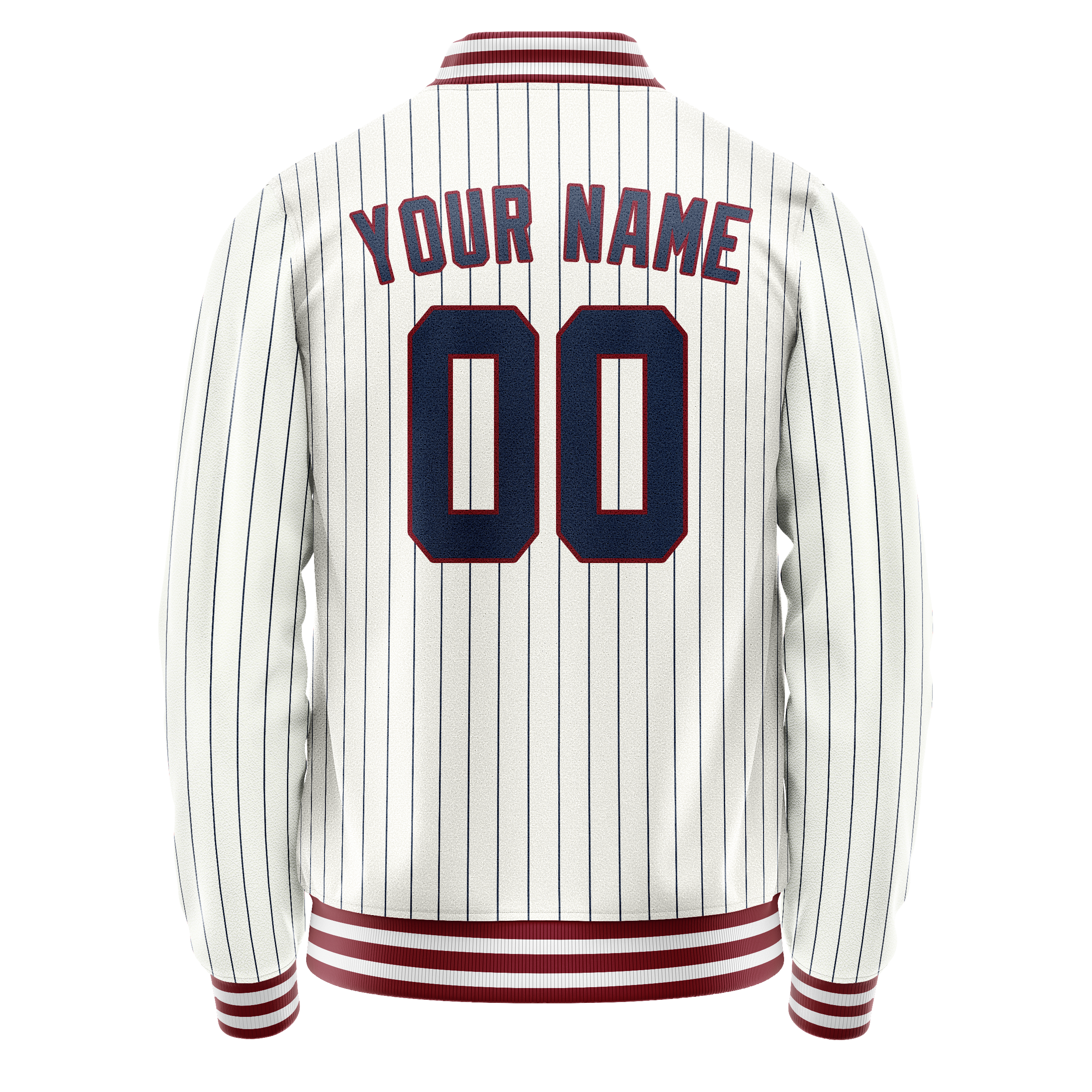 Personalized White & Blue Blue Pinstripe Varsity Letterman Jacket