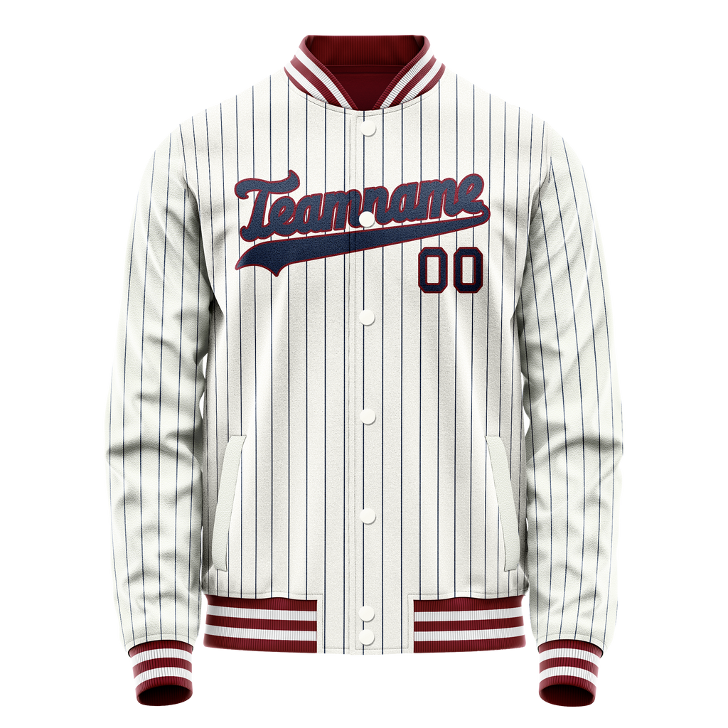 Personalized White & Blue Blue Pinstripe Varsity Letterman Jacket