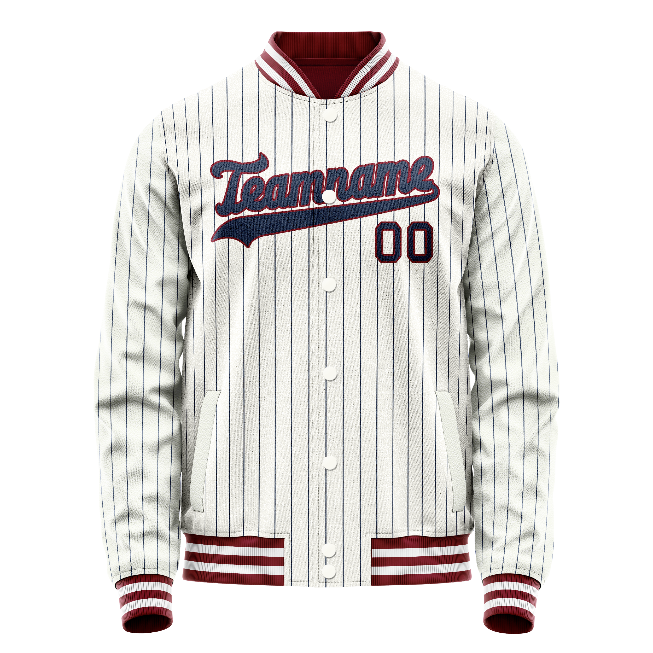 Personalized White & Blue Blue Pinstripe Varsity Letterman Jacket