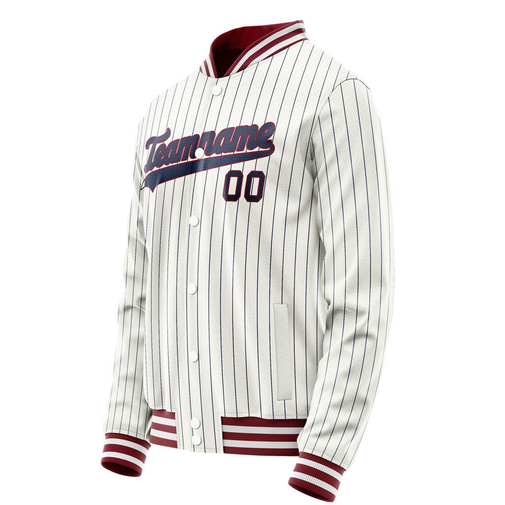 Personalized White & Blue Blue Pinstripe Varsity Letterman Jacket