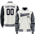 Personalized White & Navy Navy Pinstripe Varsity Letterman Jacket
