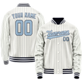 Personalized White & Light-Blue Navy Pinstripe Varsity Letterman Jacket