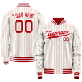 Personalized White & Red Red Pinstripe Varsity Letterman Jacket