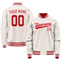 Personalized White & Red Red Pinstripe Varsity Letterman Jacket