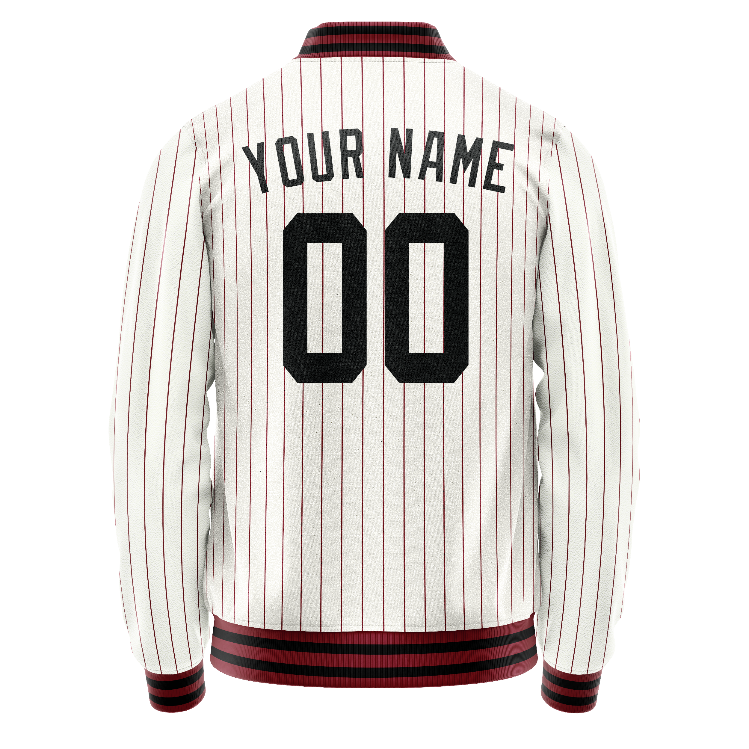 Personalized White & Red Red Pinstripe Varsity Letterman Jacket