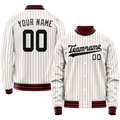 Personalized White & Red Red Pinstripe Varsity Letterman Jacket