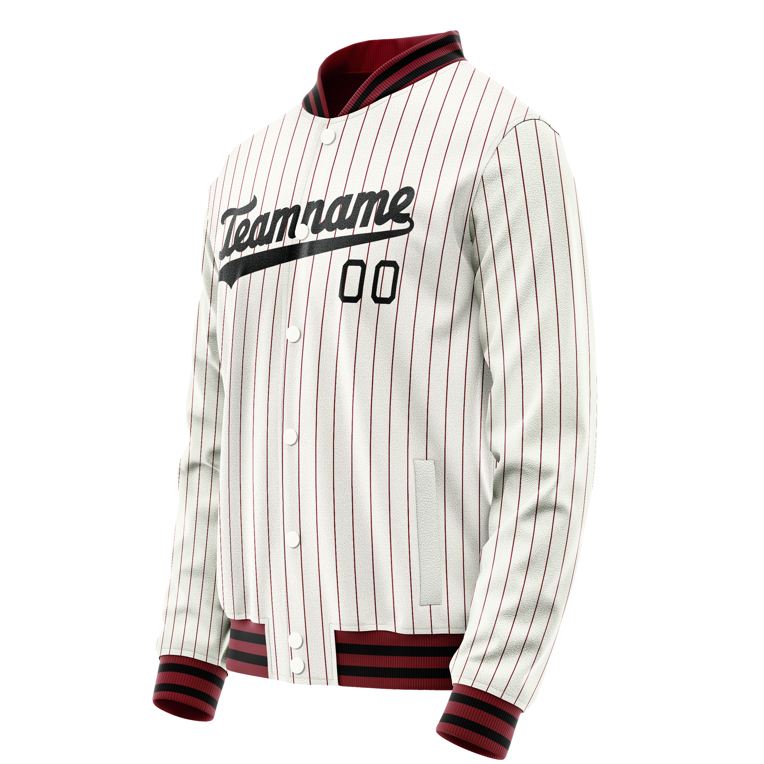 Personalized White & Red Red Pinstripe Varsity Letterman Jacket