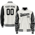 Personalized White & Black Gray Pinstripe Varsity Letterman Jacket
