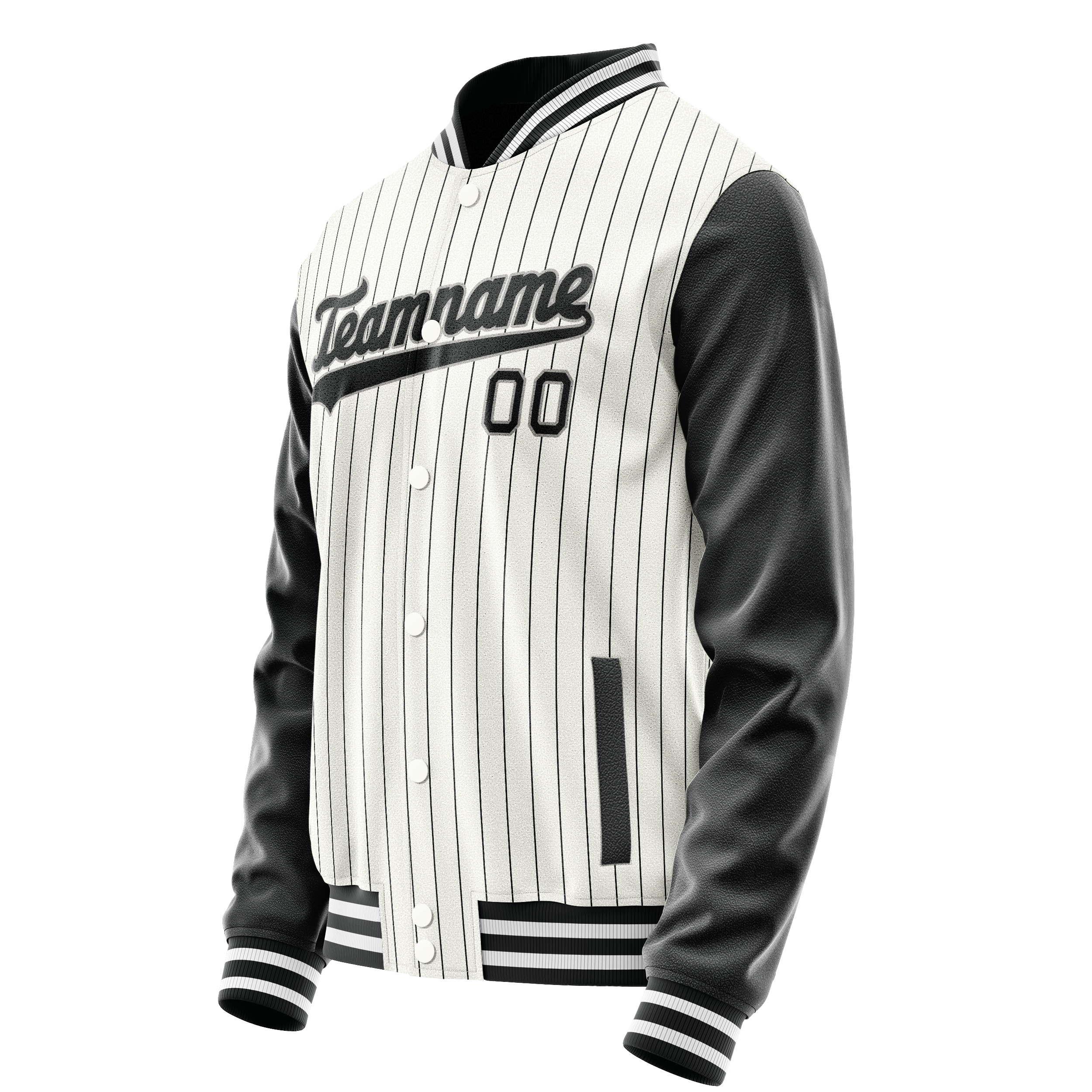Personalized White & Black Gray Pinstripe Varsity Letterman Jacket