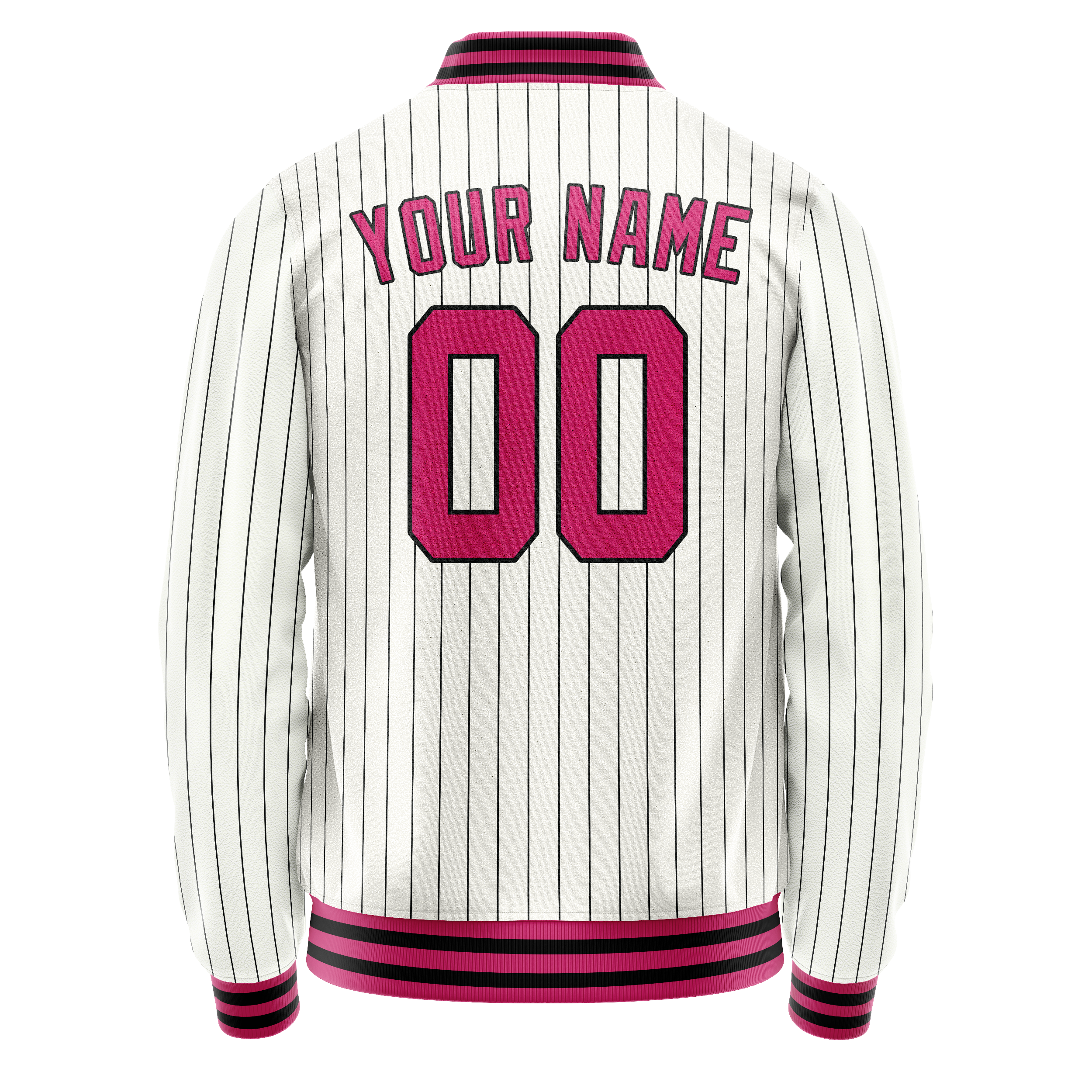Personalized White & Red Black Pinstripe Varsity Letterman Jacket