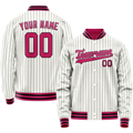Personalized White & Red Black Pinstripe Varsity Letterman Jacket