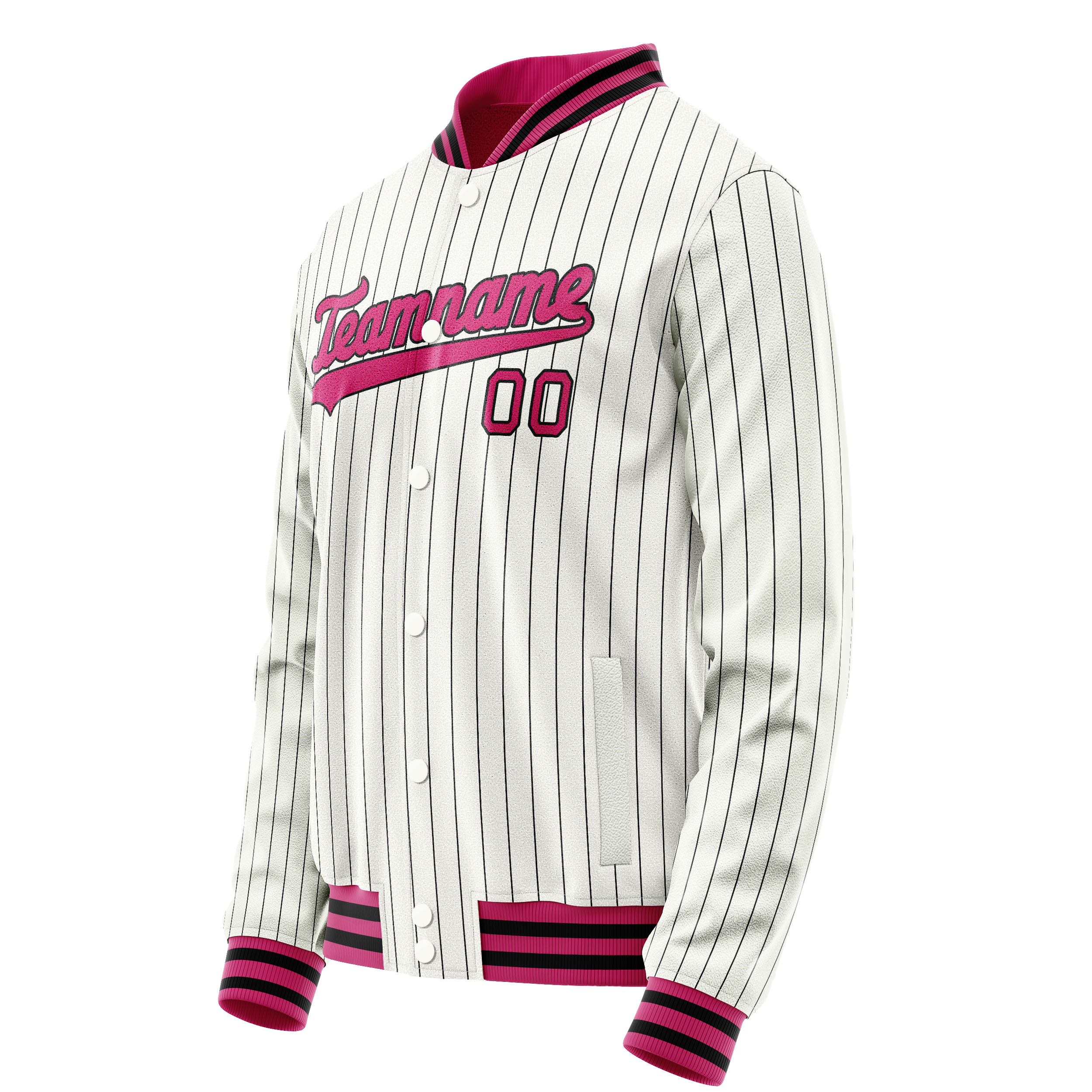 Personalized White & Red Black Pinstripe Varsity Letterman Jacket