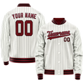 Personalized White & Red Black Pinstripe Varsity Letterman Jacket