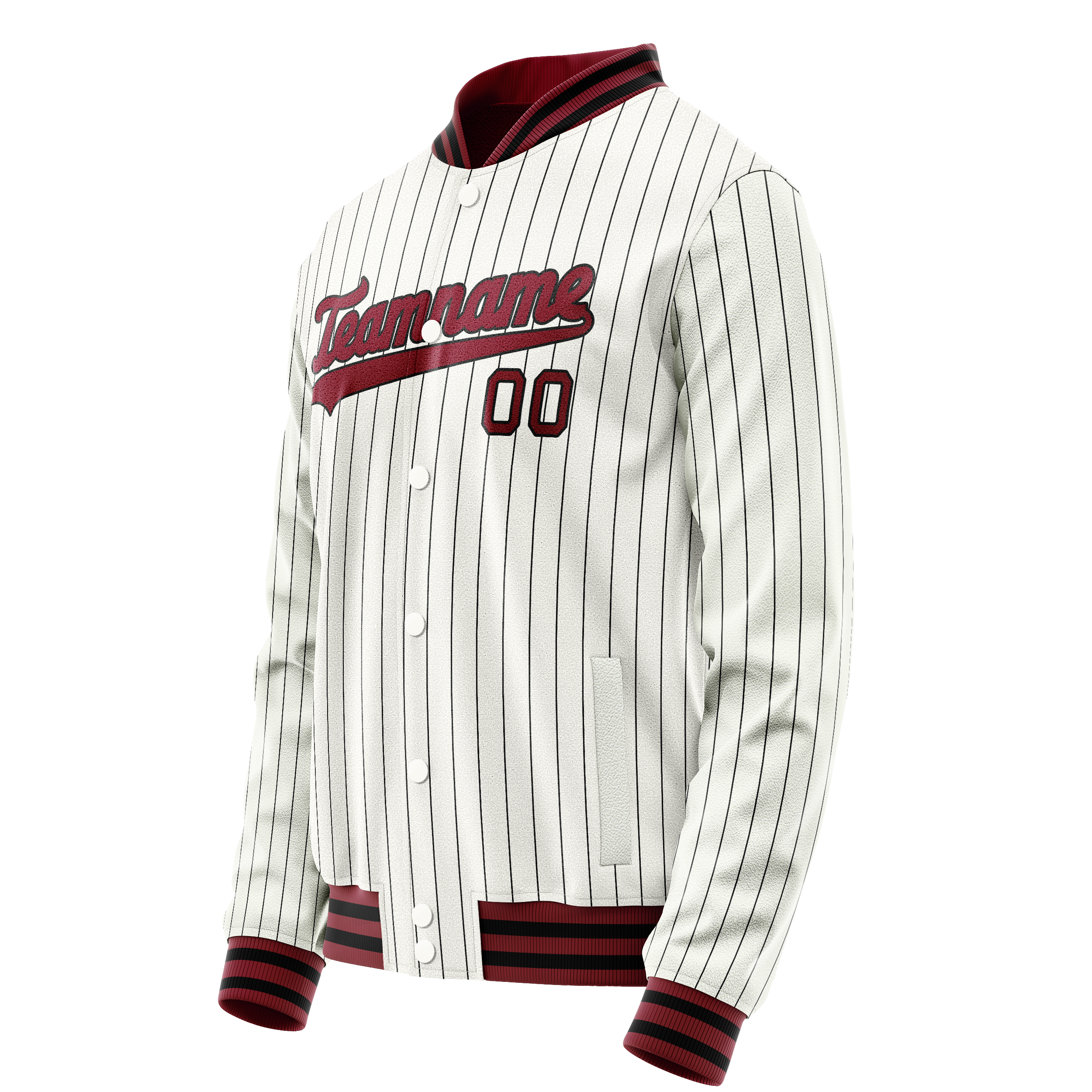 Personalized White & Red Black Pinstripe Varsity Letterman Jacket