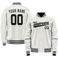 Personalized White & Black Black Pinstripe Varsity Letterman Jacket