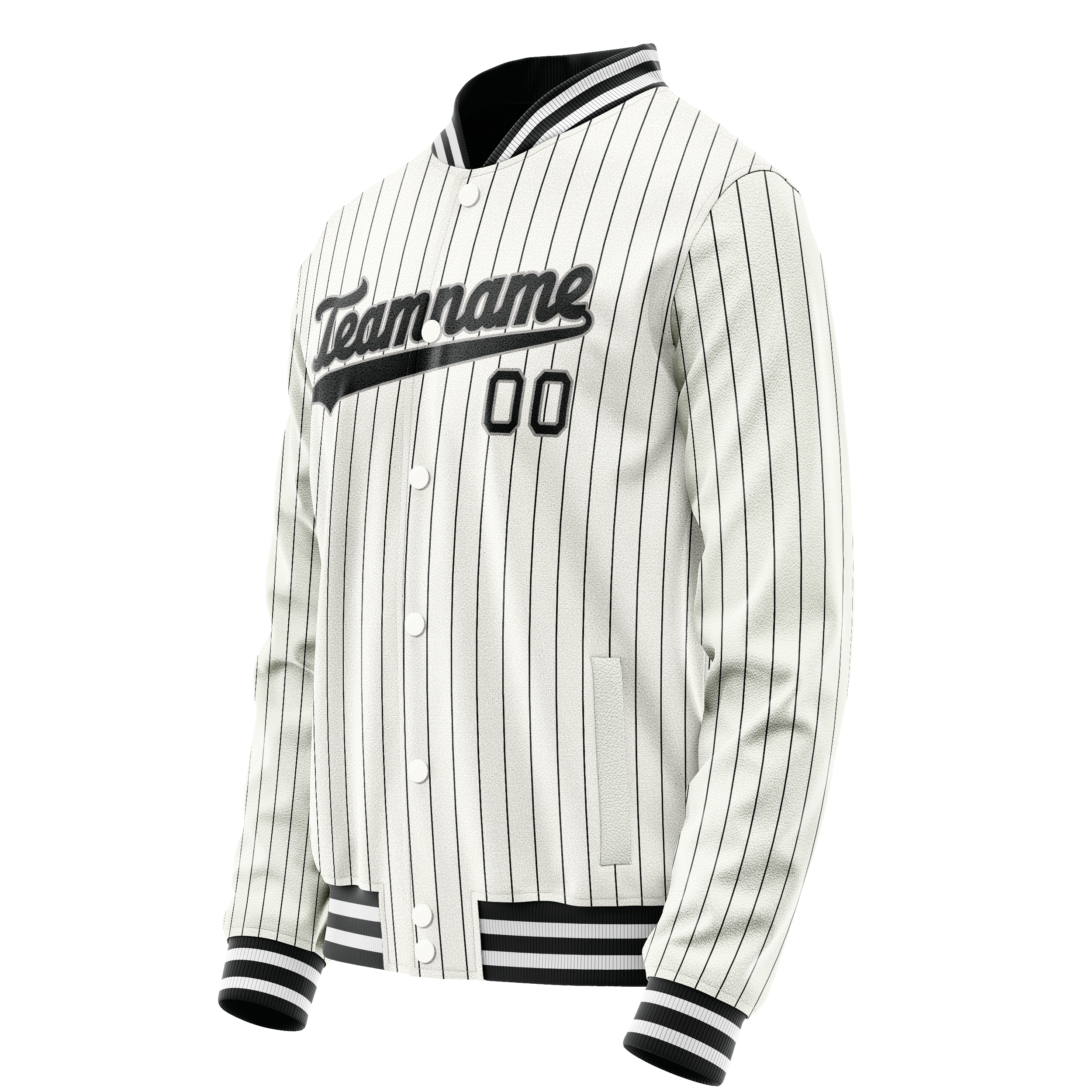 Personalized White & Black Black Pinstripe Varsity Letterman Jacket