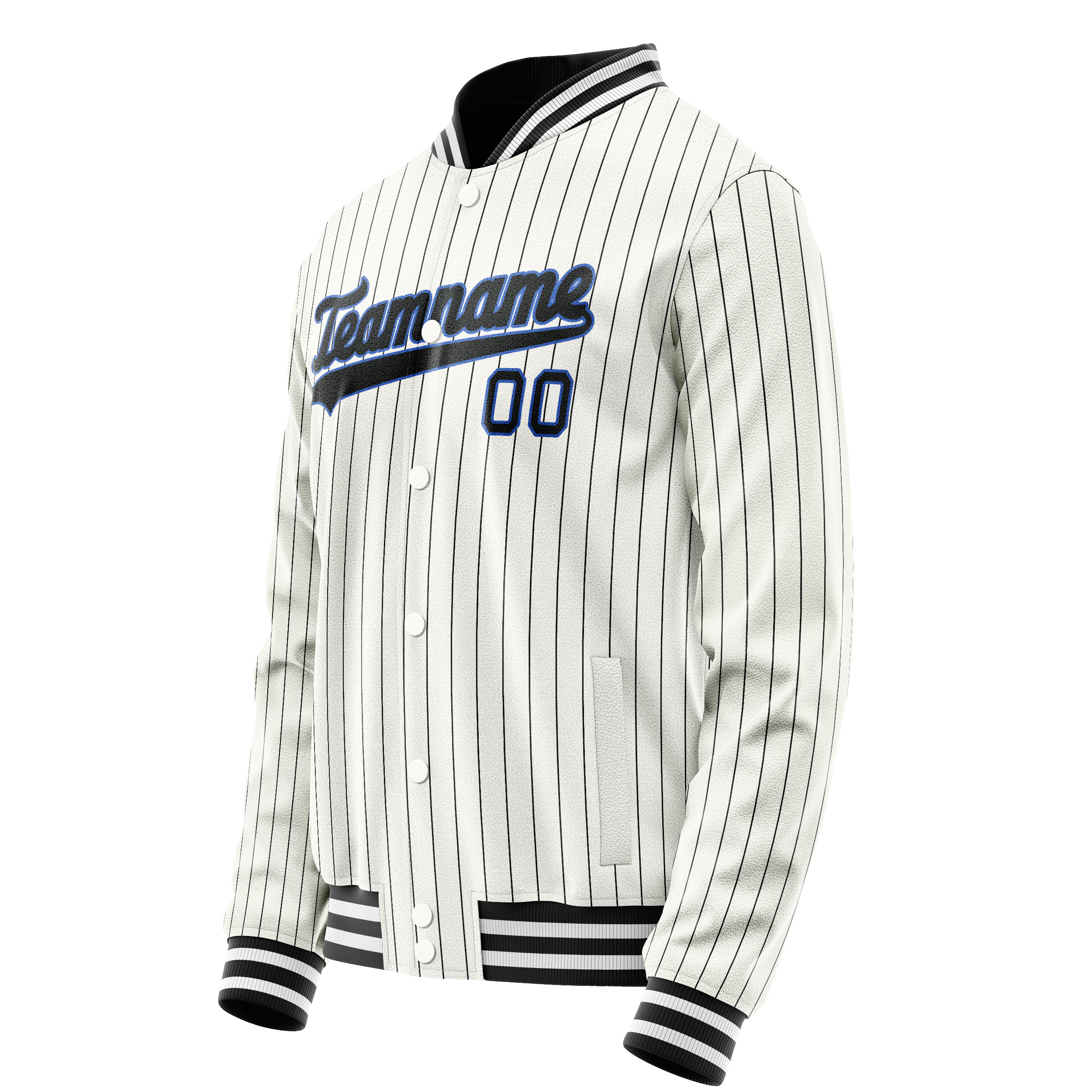 Personalized White & Navy Navy Pinstripe Varsity Letterman Jacket