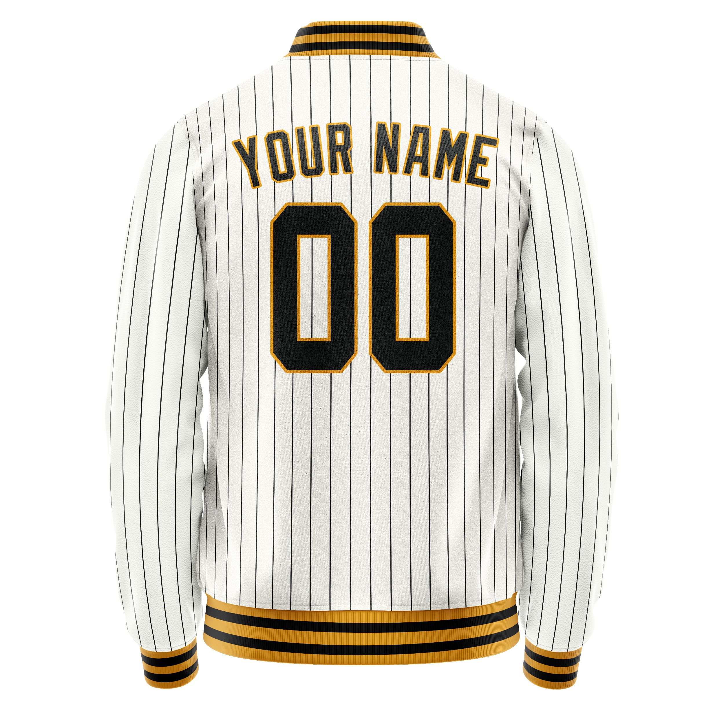 Personalized White & Black Black Pinstripe Varsity Letterman Jacket