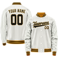 Personalized White & Black Black Pinstripe Varsity Letterman Jacket