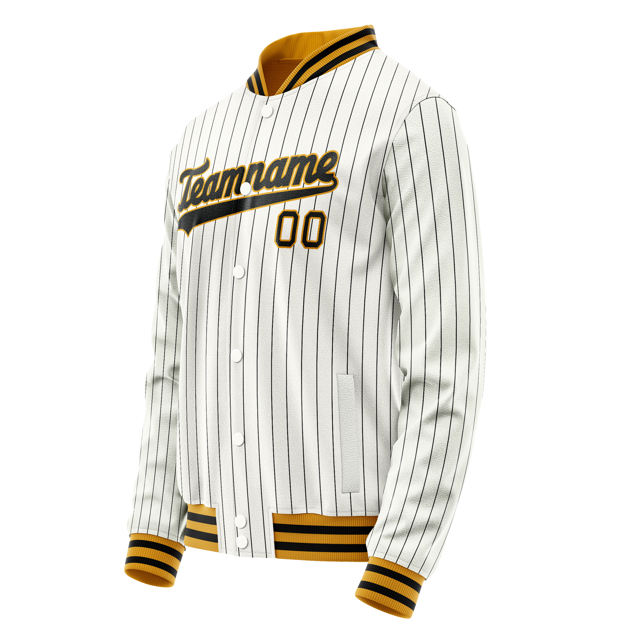 Personalized White & Black Black Pinstripe Varsity Letterman Jacket