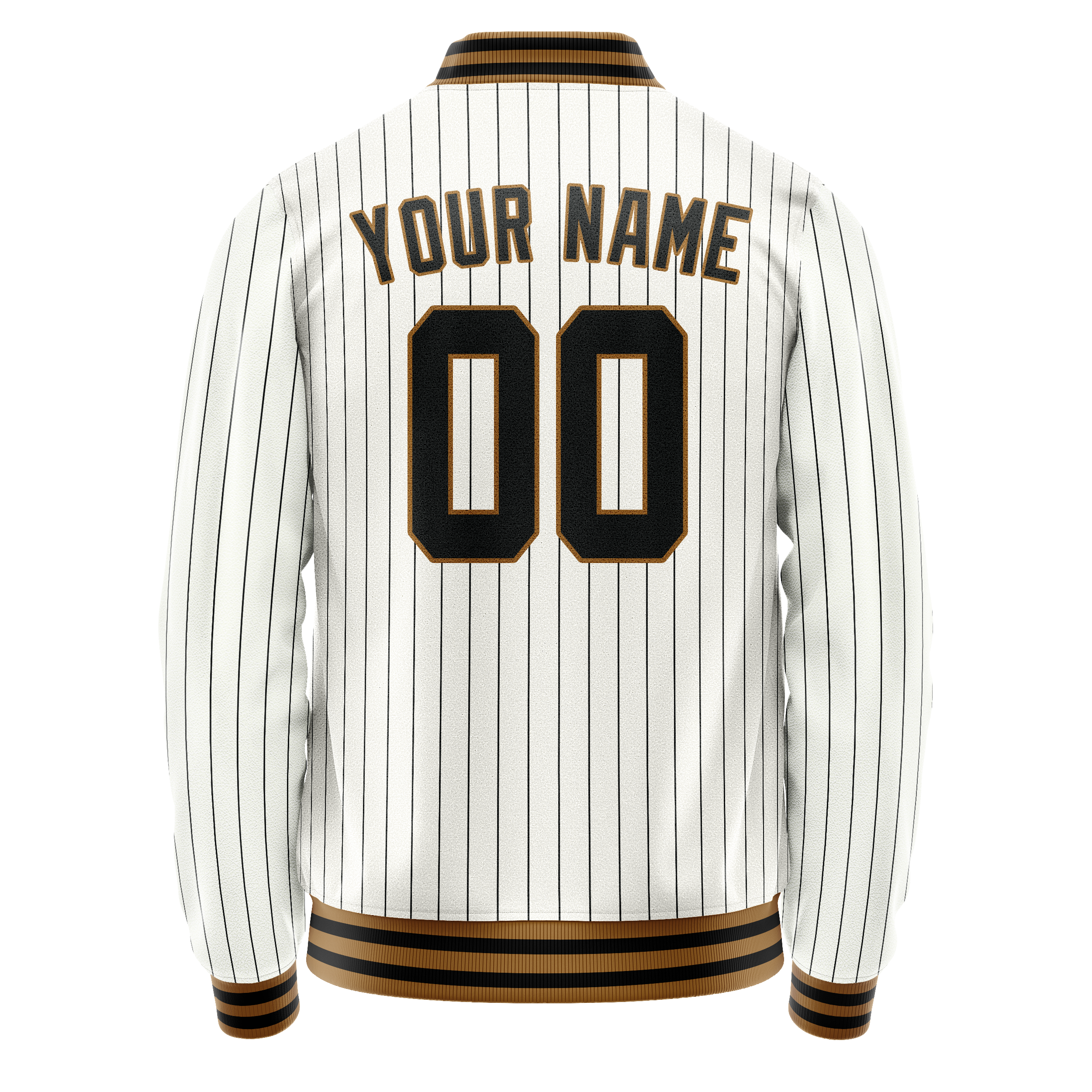 Personalized White & Black Black Pinstripe Varsity Letterman Jacket