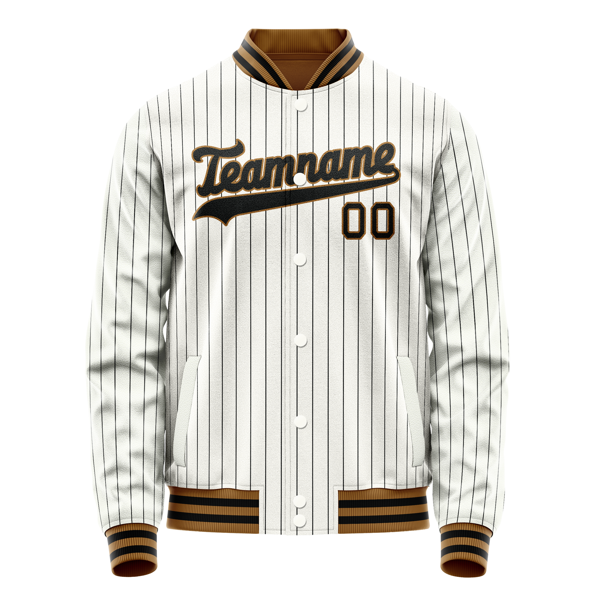 Personalized White & Black Black Pinstripe Varsity Letterman Jacket