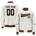 Personalized White & Black Black Pinstripe Varsity Letterman Jacket