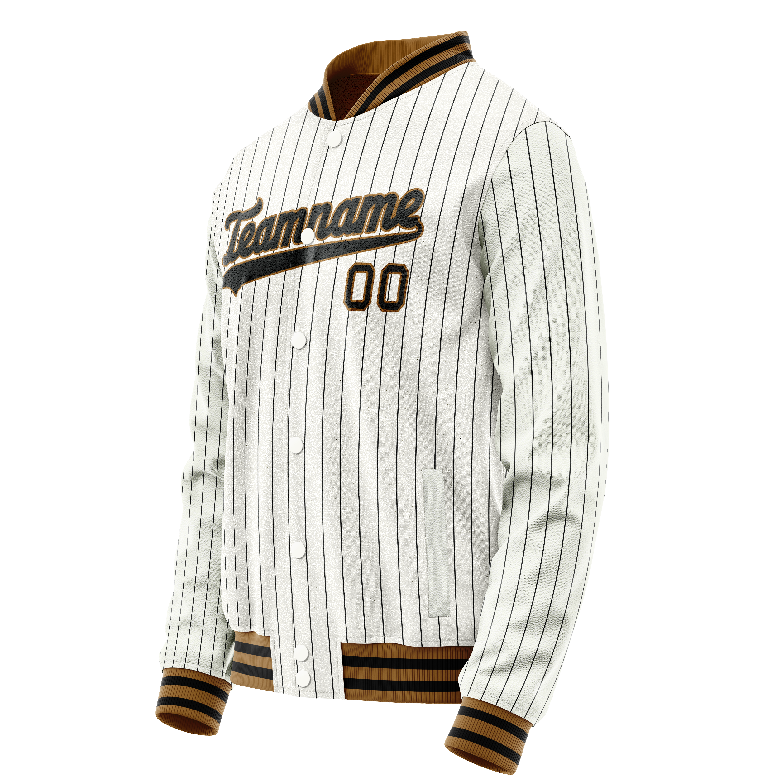 Personalized White & Black Black Pinstripe Varsity Letterman Jacket