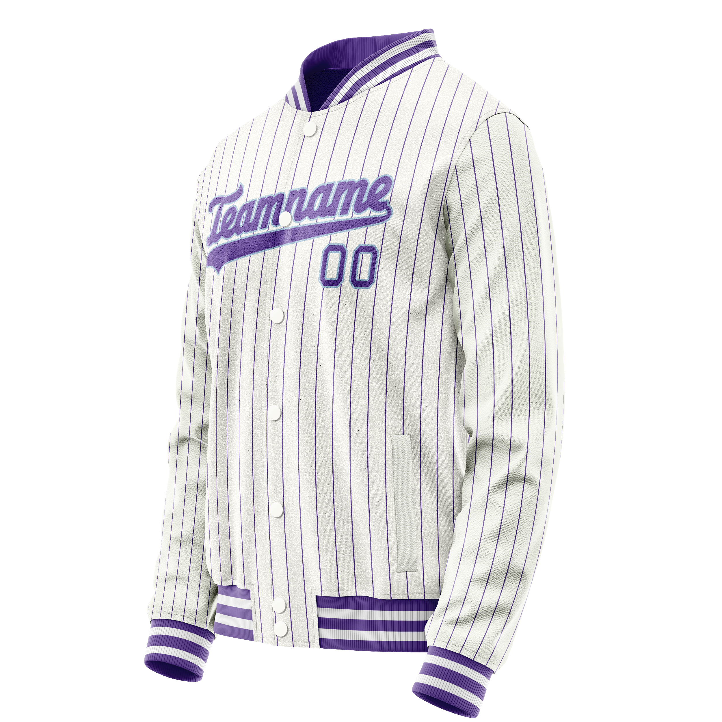 Personalized White & Purple Purple Pinstripe Varsity Letterman Jacket