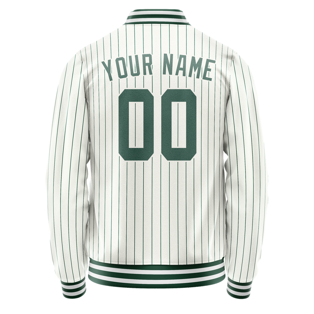 Personalized White & Teal Teal Pinstripe Varsity Letterman Jacket