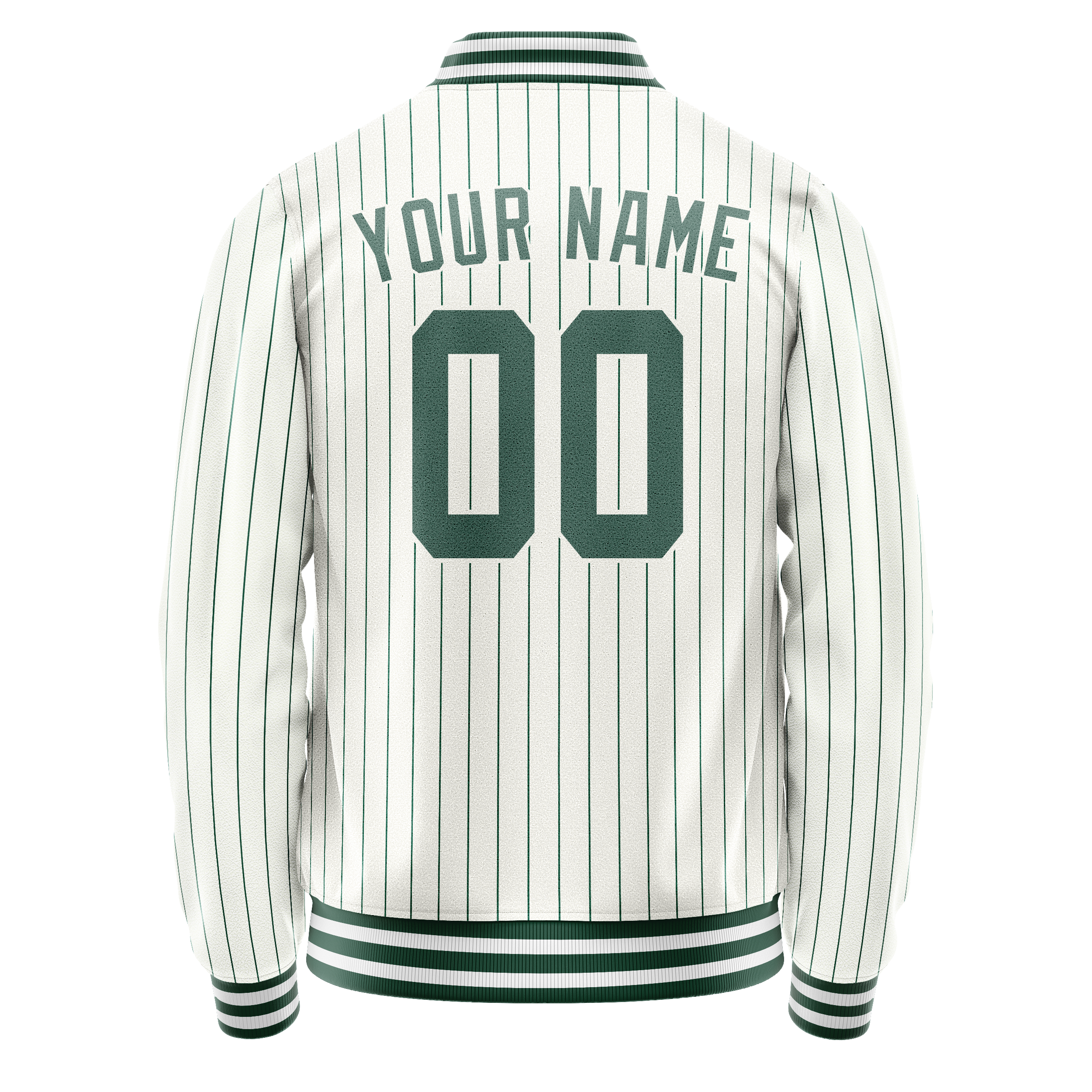 Personalized White & Teal Teal Pinstripe Varsity Letterman Jacket