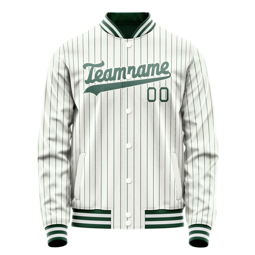 Personalized White & Teal Teal Pinstripe Varsity Letterman Jacket