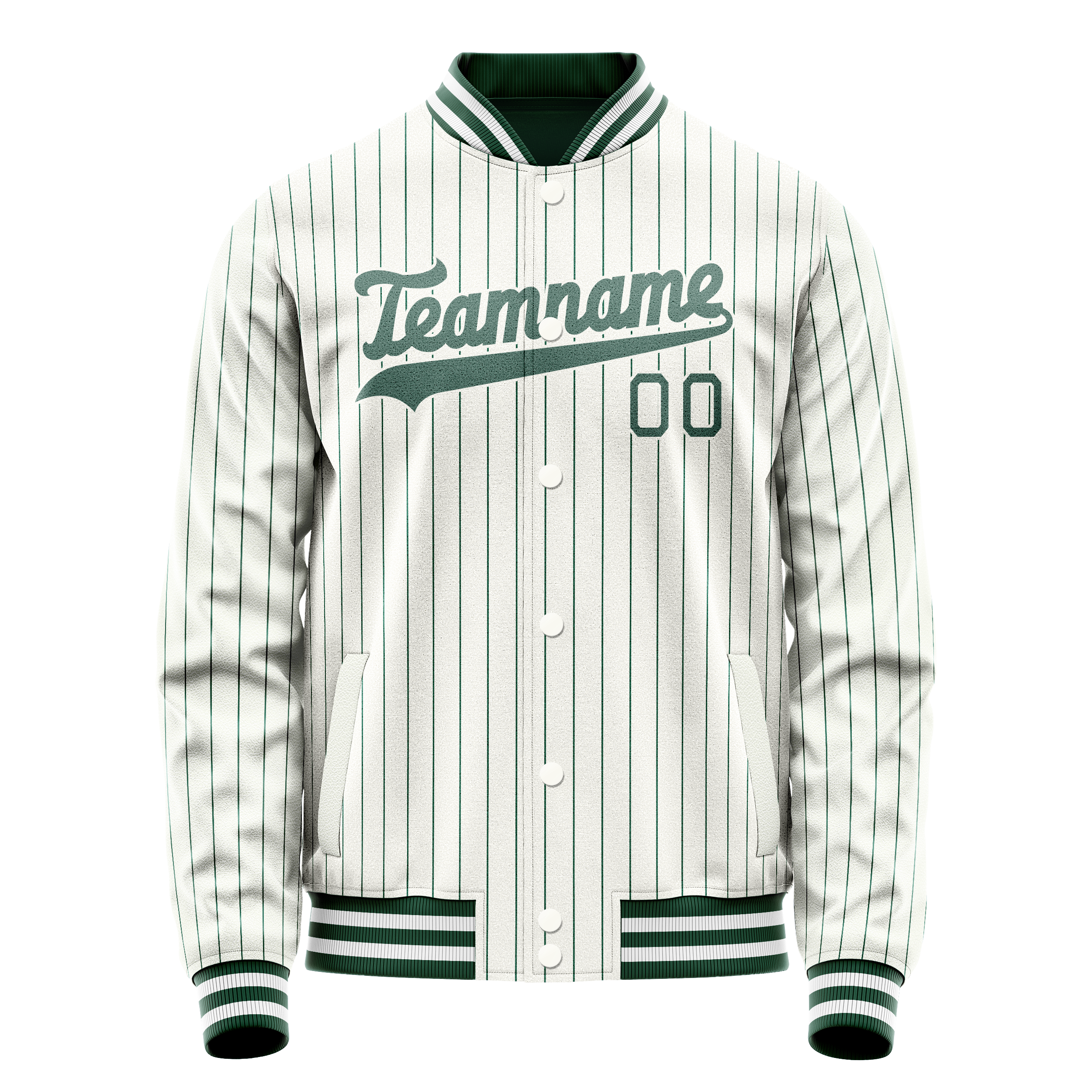 Personalized White & Teal Teal Pinstripe Varsity Letterman Jacket