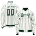 Personalized White & Teal Teal Pinstripe Varsity Letterman Jacket