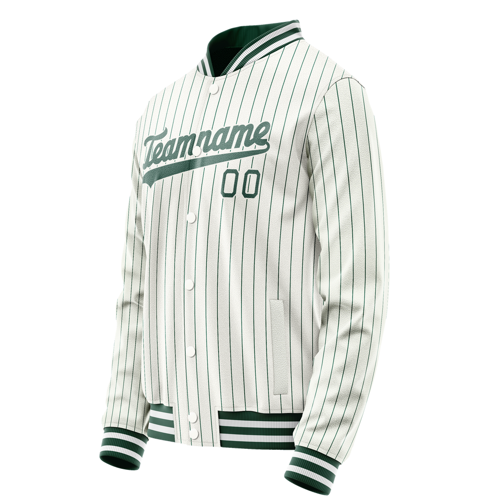 Personalized White & Teal Teal Pinstripe Varsity Letterman Jacket