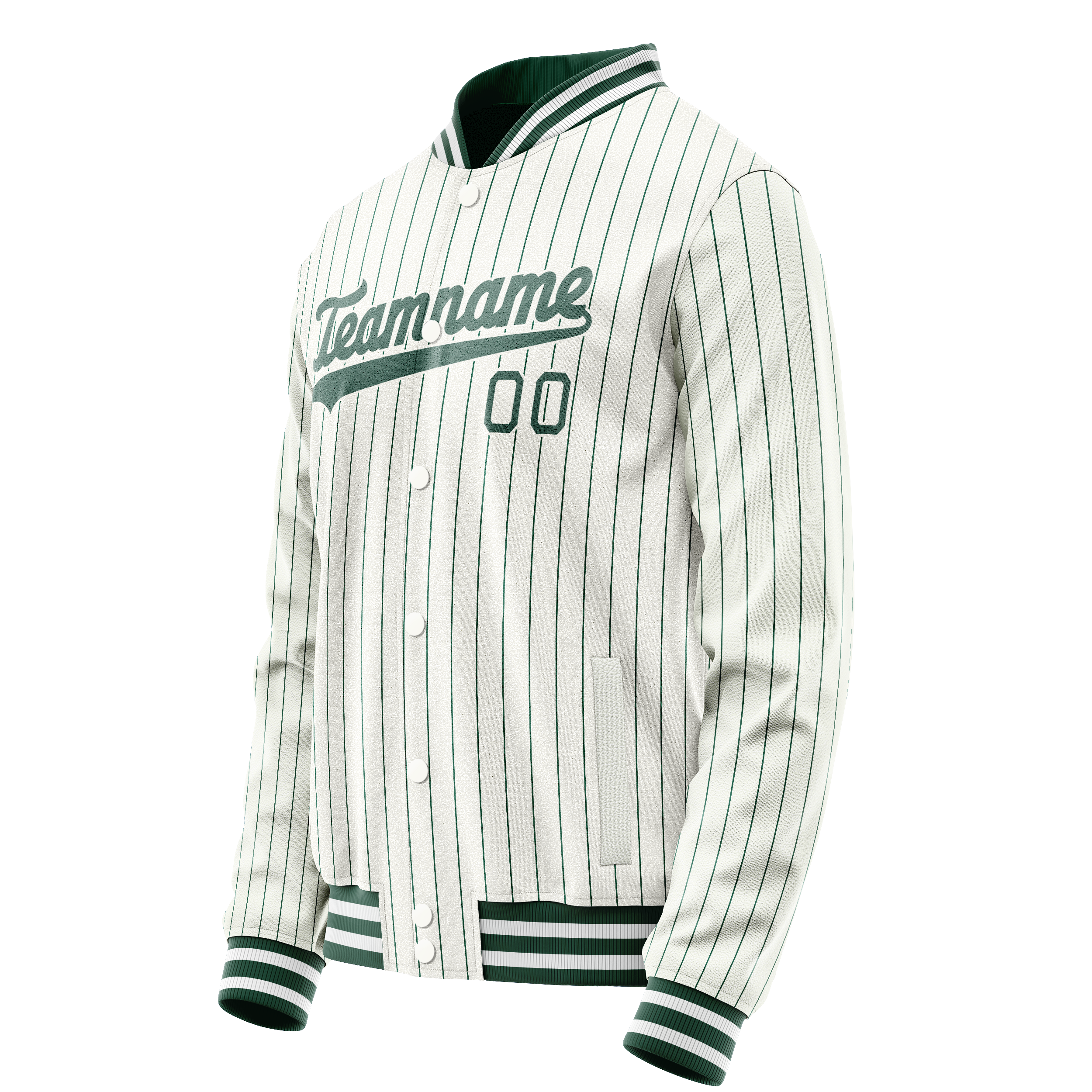 Personalized White & Teal Teal Pinstripe Varsity Letterman Jacket