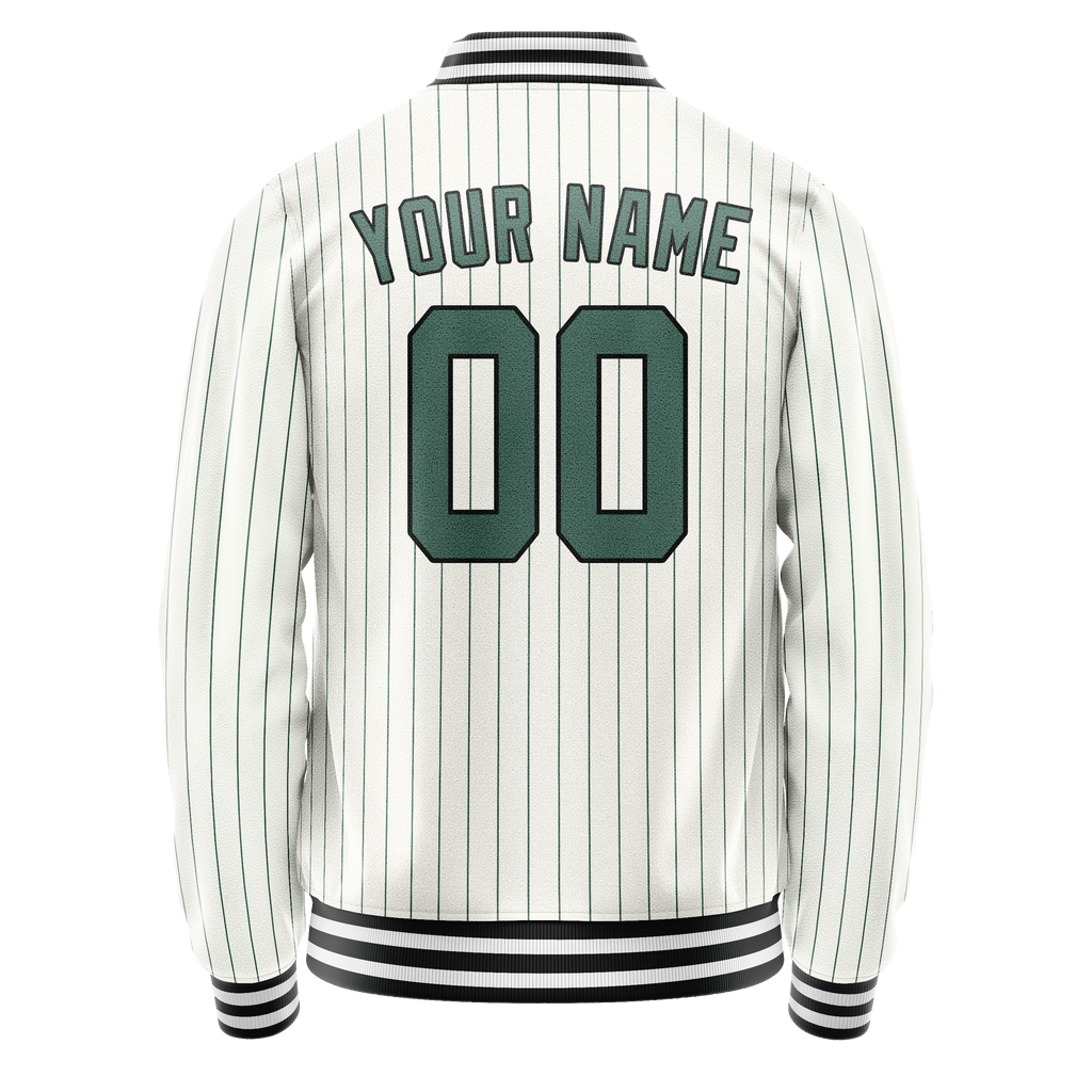 Personalized White & Teal Teal Pinstripe Varsity Letterman Jacket