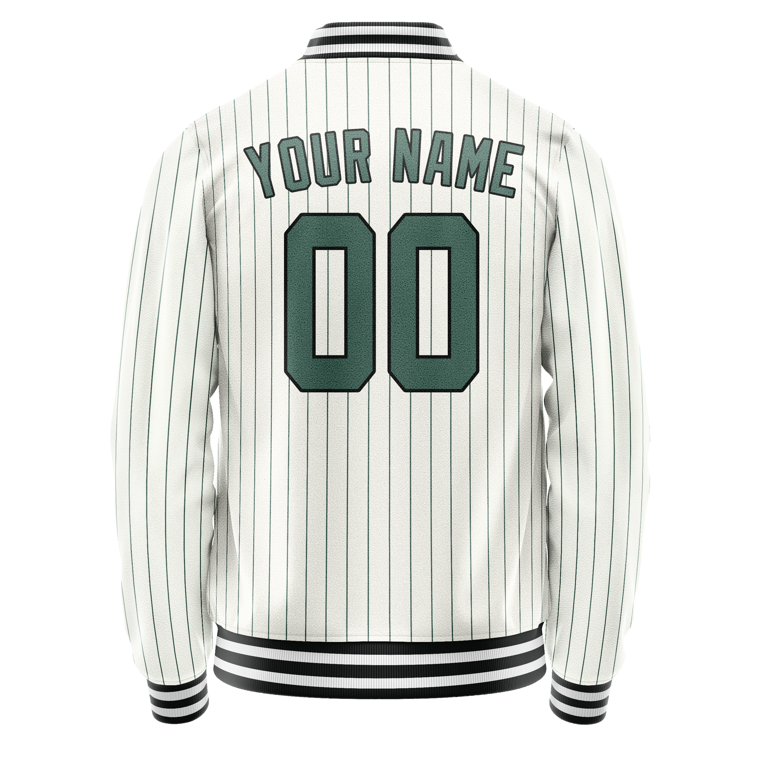 Personalized White & Teal Teal Pinstripe Varsity Letterman Jacket