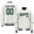 Personalized White & Teal Teal Pinstripe Varsity Letterman Jacket