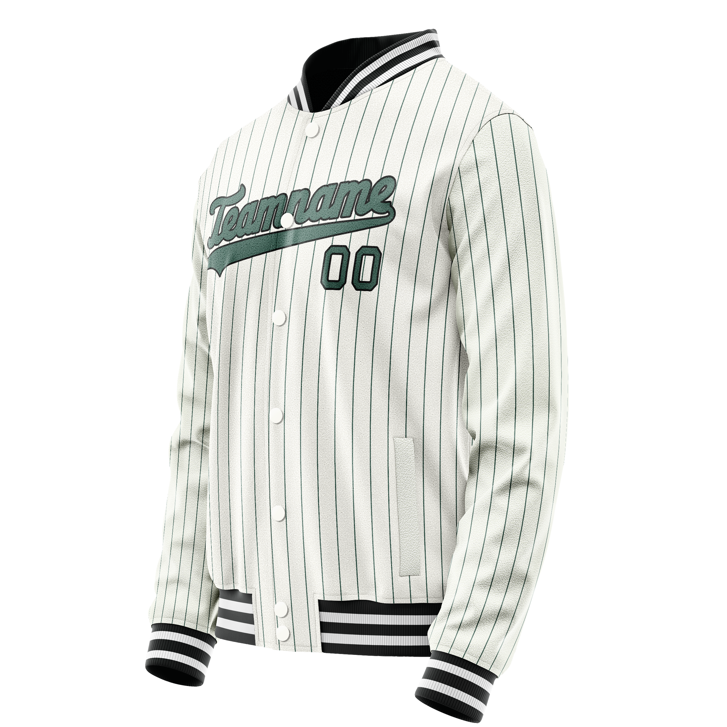 Personalized White & Teal Teal Pinstripe Varsity Letterman Jacket