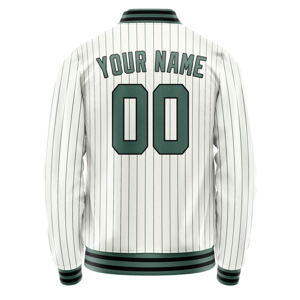 Personalized White & Teal Teal Pinstripe Varsity Letterman Jacket