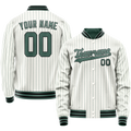 Personalized White & Teal Teal Pinstripe Varsity Letterman Jacket