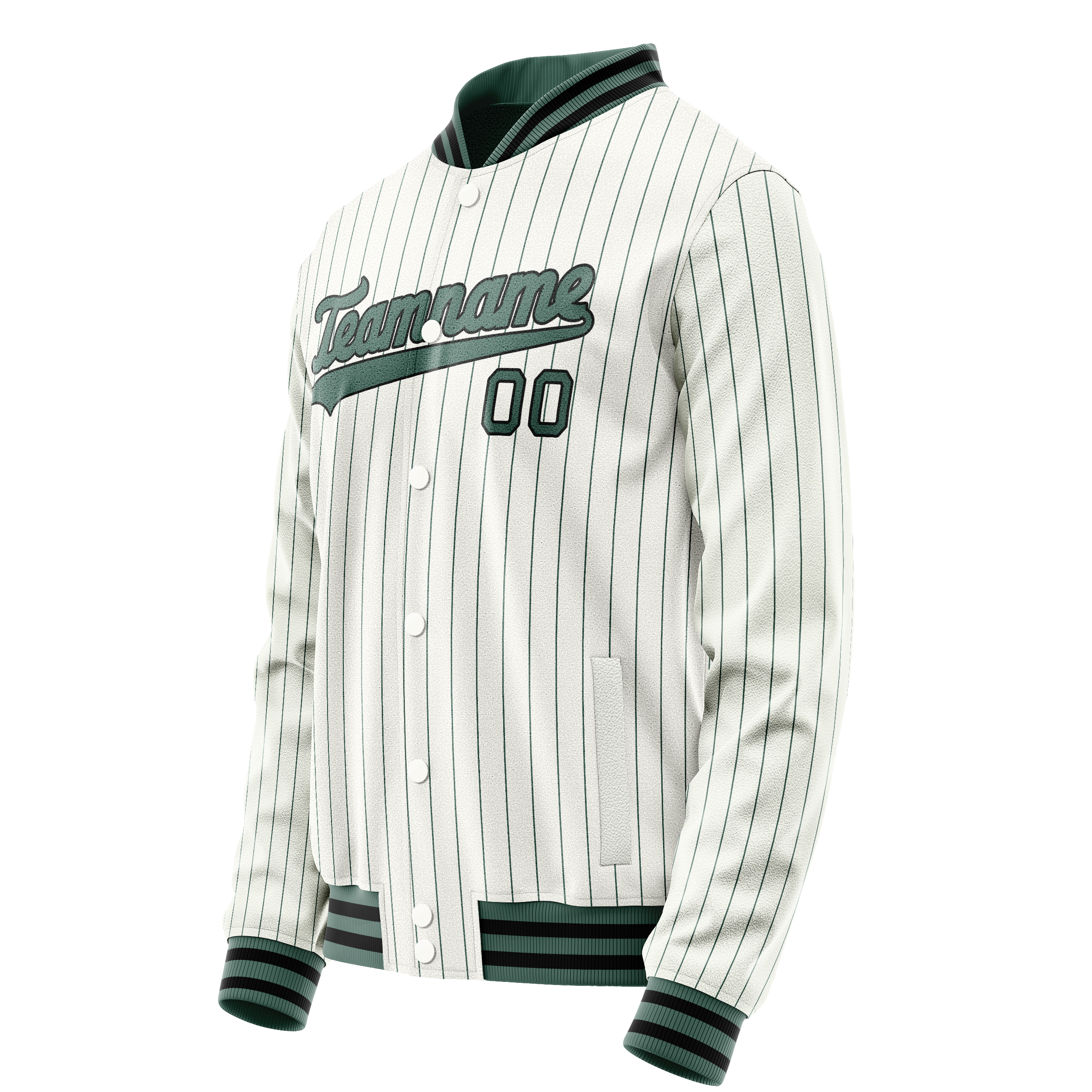 Personalized White & Teal Teal Pinstripe Varsity Letterman Jacket
