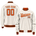 Personalized White & Orange Orange Pinstripe Varsity Letterman Jacket